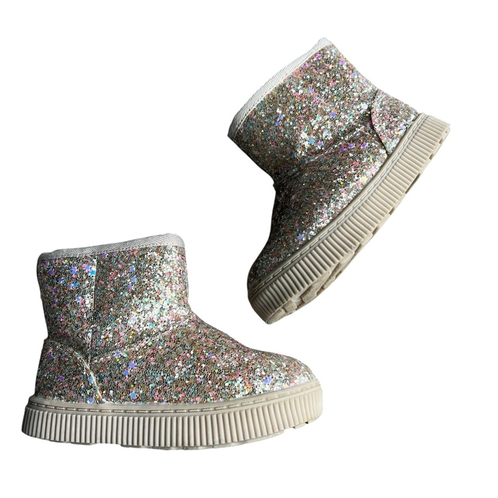 Cat & Jack Gold Sparkle Glitter Toddler Arlo‎ Shearling Style Boots 6